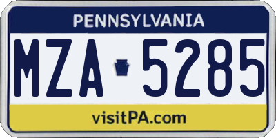 PA license plate MZA5285
