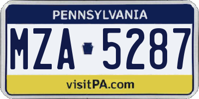 PA license plate MZA5287