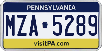 PA license plate MZA5289