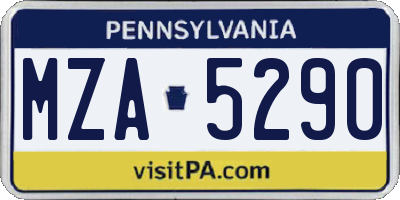 PA license plate MZA5290
