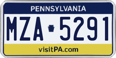 PA license plate MZA5291