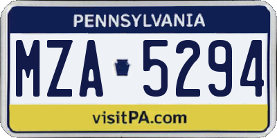 PA license plate MZA5294