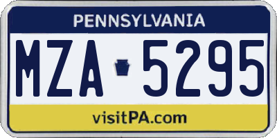 PA license plate MZA5295