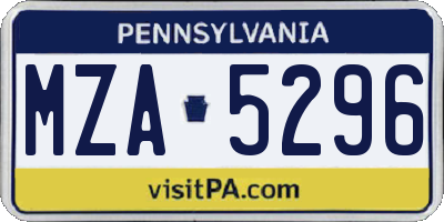 PA license plate MZA5296