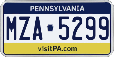 PA license plate MZA5299