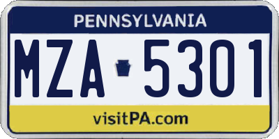 PA license plate MZA5301