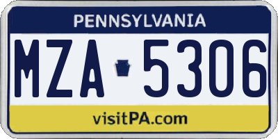 PA license plate MZA5306