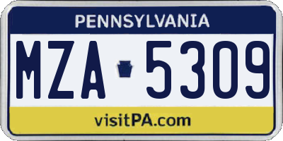 PA license plate MZA5309