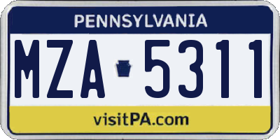 PA license plate MZA5311