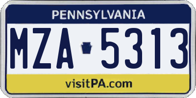 PA license plate MZA5313