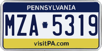 PA license plate MZA5319
