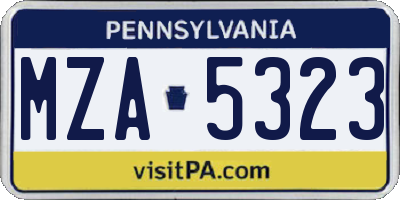 PA license plate MZA5323