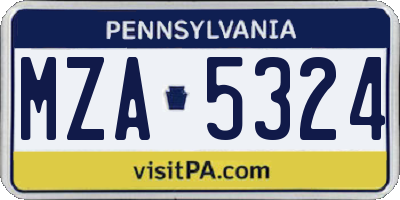 PA license plate MZA5324