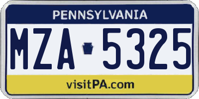 PA license plate MZA5325