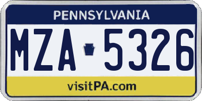 PA license plate MZA5326
