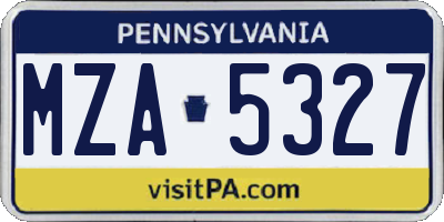 PA license plate MZA5327