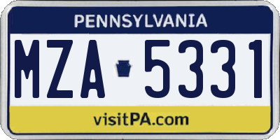 PA license plate MZA5331