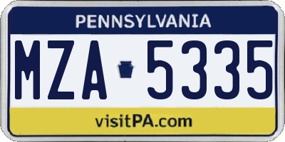 PA license plate MZA5335