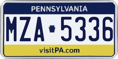 PA license plate MZA5336