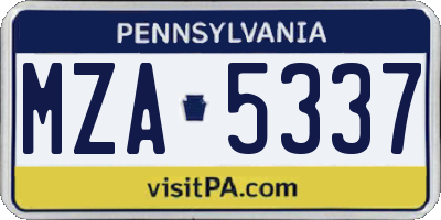 PA license plate MZA5337
