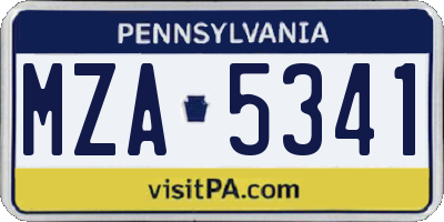 PA license plate MZA5341