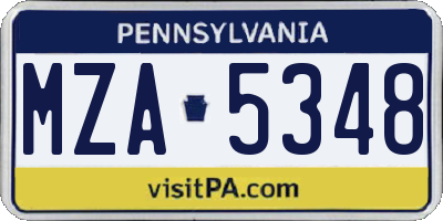 PA license plate MZA5348