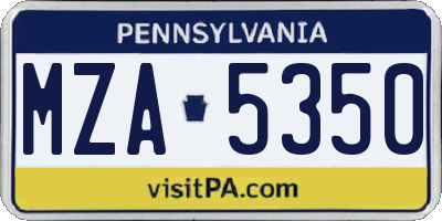 PA license plate MZA5350