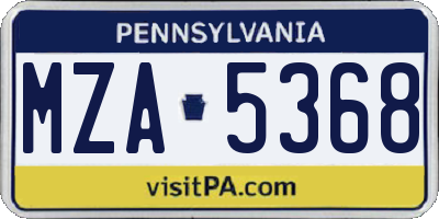 PA license plate MZA5368