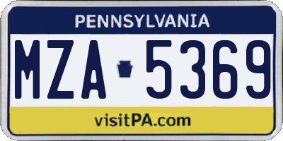 PA license plate MZA5369