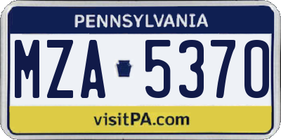 PA license plate MZA5370