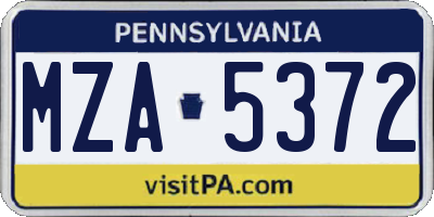 PA license plate MZA5372