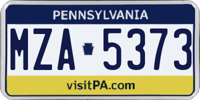 PA license plate MZA5373