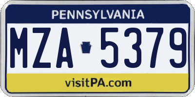 PA license plate MZA5379