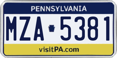 PA license plate MZA5381