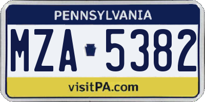 PA license plate MZA5382