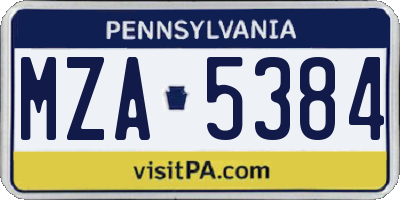 PA license plate MZA5384