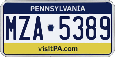 PA license plate MZA5389
