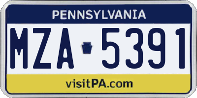 PA license plate MZA5391