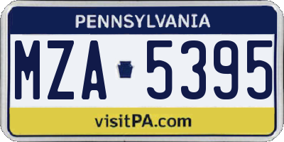 PA license plate MZA5395