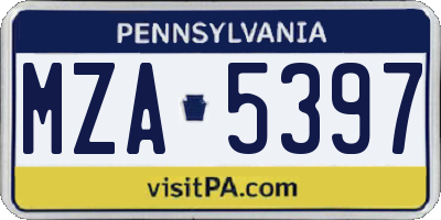 PA license plate MZA5397