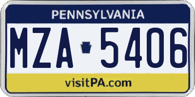 PA license plate MZA5406