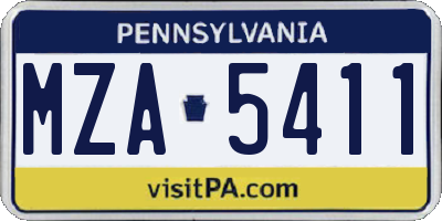 PA license plate MZA5411
