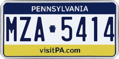 PA license plate MZA5414