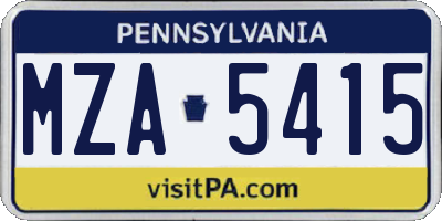 PA license plate MZA5415