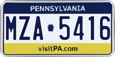 PA license plate MZA5416