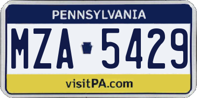 PA license plate MZA5429