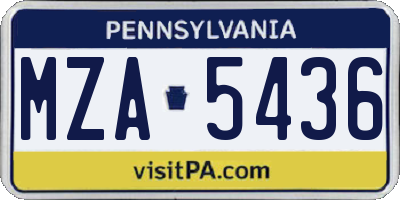 PA license plate MZA5436
