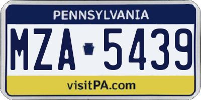 PA license plate MZA5439