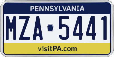 PA license plate MZA5441