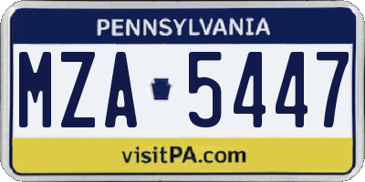PA license plate MZA5447